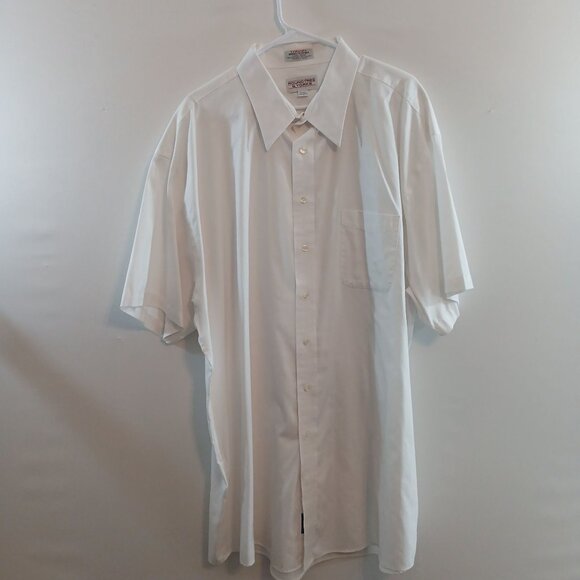 Roundtree & Yorke Mens 19 Tall White Short Sleeve Button-Down Shirt - Picture 1 of 9